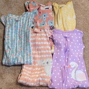 Lot Of 5 Footed Pajamas- Carter's 2T